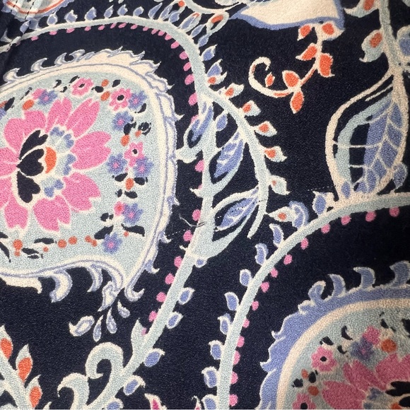 Talbots Maxi Dress Blue Pink Paisley Floral Sleeveless Empire Waist Splitneck 18 - Picture 9 of 14